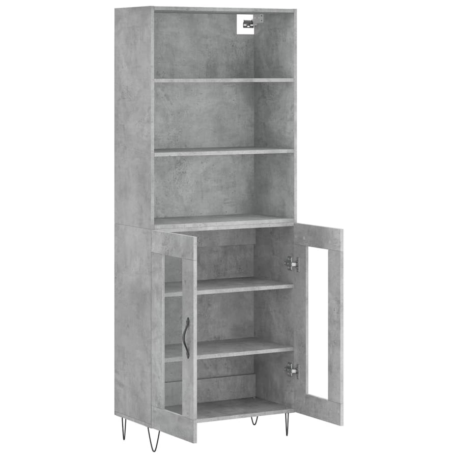 Hoge kast 69,5x34x180 cm bewerkt hout betongrijs