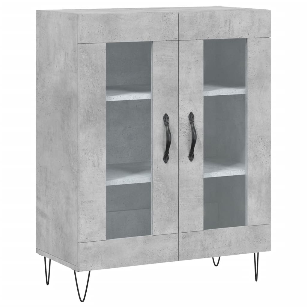 Hoge kast 69,5x34x180 cm bewerkt hout betongrijs