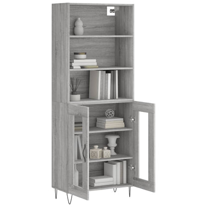 Hoge Kast 69,5X34X180 Cm Bewerkt Hout Grijs Sonoma Eikenkleurig