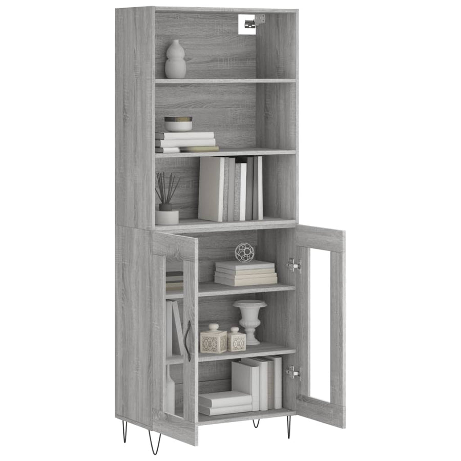 Hoge Kast 69,5X34X180 Cm Bewerkt Hout Grijs Sonoma Eikenkleurig