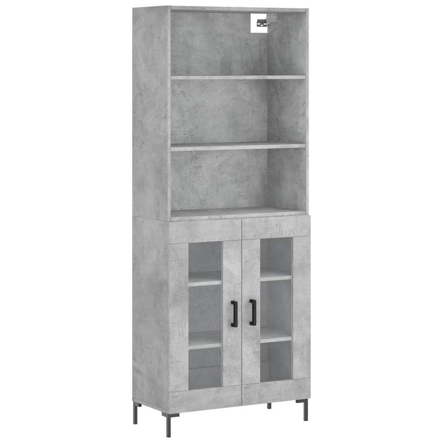 Hoge Kast 69,5X34X180 Cm Bewerkt Hout Betongrijs