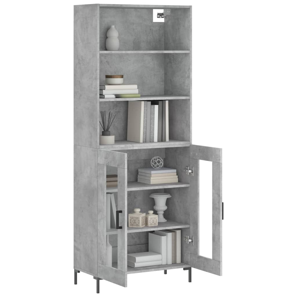 Hoge Kast 69,5X34X180 Cm Bewerkt Hout Betongrijs
