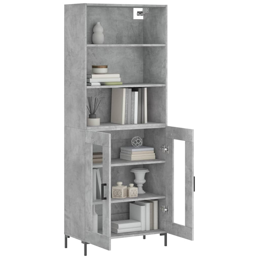 Hoge Kast 69,5X34X180 Cm Bewerkt Hout Betongrijs