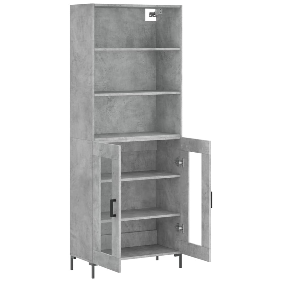 Hoge Kast 69,5X34X180 Cm Bewerkt Hout Betongrijs