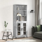 Hoge kast 69,5x34x180 cm bewerkt hout betongrijs