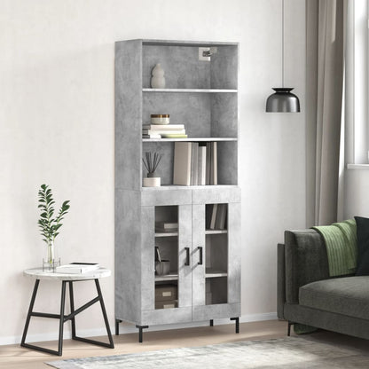 Hoge Kast 69,5X34X180 Cm Bewerkt Hout Betongrijs