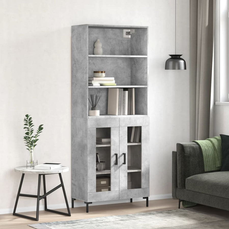 Hoge Kast 69,5X34X180 Cm Bewerkt Hout Betongrijs