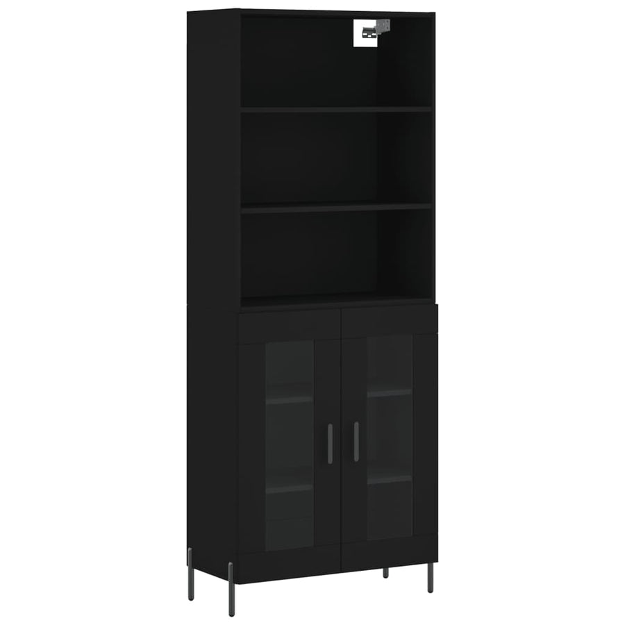 Hoge Kast 69,5X34X180 Cm Bewerkt Hout Zwart