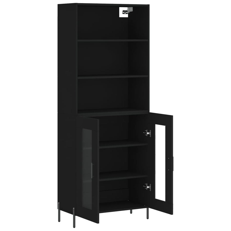 Hoge Kast 69,5X34X180 Cm Bewerkt Hout Zwart