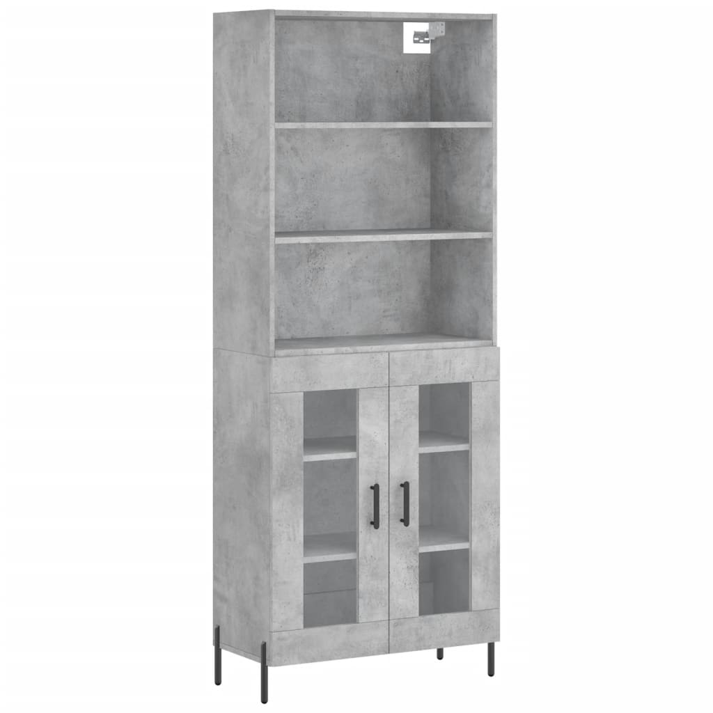 Hoge Kast 69,5X34X180 Cm Bewerkt Hout Betongrijs
