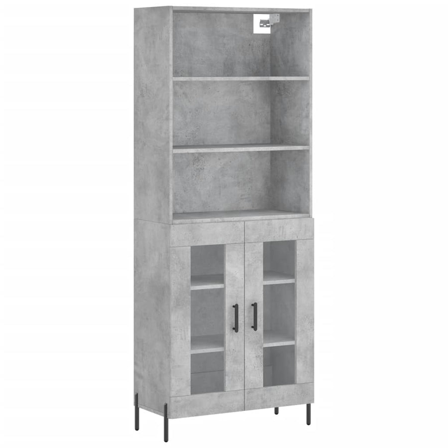 Hoge Kast 69,5X34X180 Cm Bewerkt Hout Betongrijs