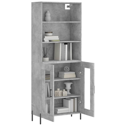Hoge Kast 69,5X34X180 Cm Bewerkt Hout Betongrijs