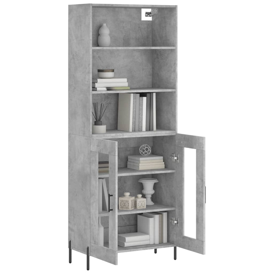 Hoge Kast 69,5X34X180 Cm Bewerkt Hout Betongrijs