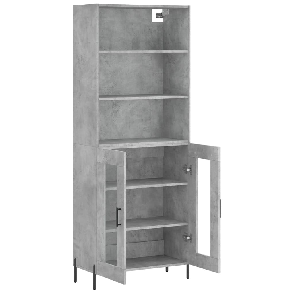 Hoge Kast 69,5X34X180 Cm Bewerkt Hout Betongrijs