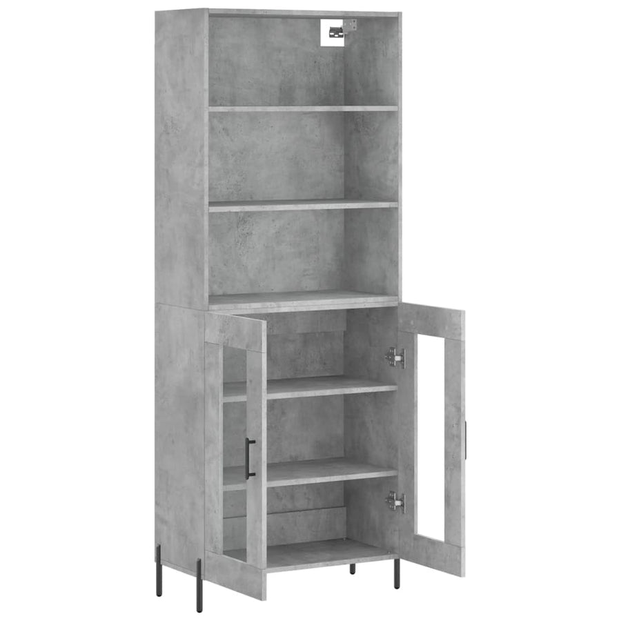 Hoge Kast 69,5X34X180 Cm Bewerkt Hout Betongrijs