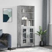 Hoge kast 69,5x34x180 cm bewerkt hout betongrijs
