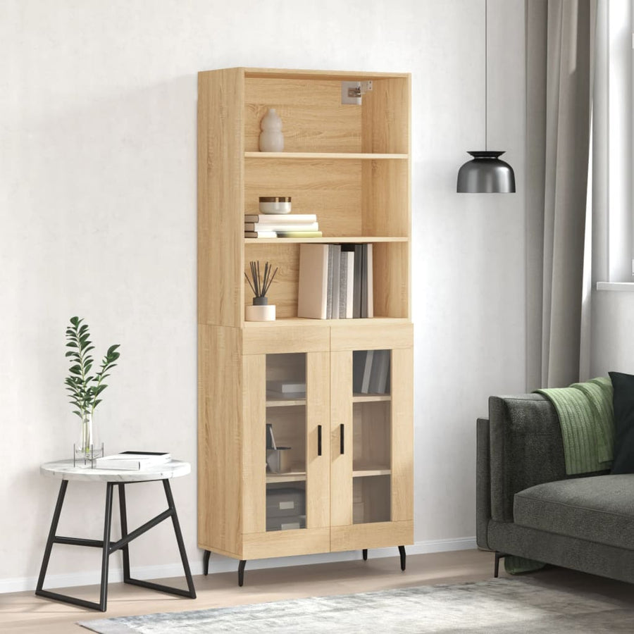 Hoge Kast 69,5X34X180 Cm Bewerkt Hout Kleurig Sonoma eiken