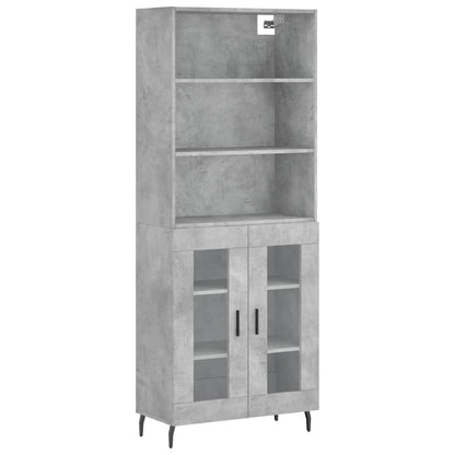 Hoge Kast 69,5X34X180 Cm Bewerkt Hout Betongrijs