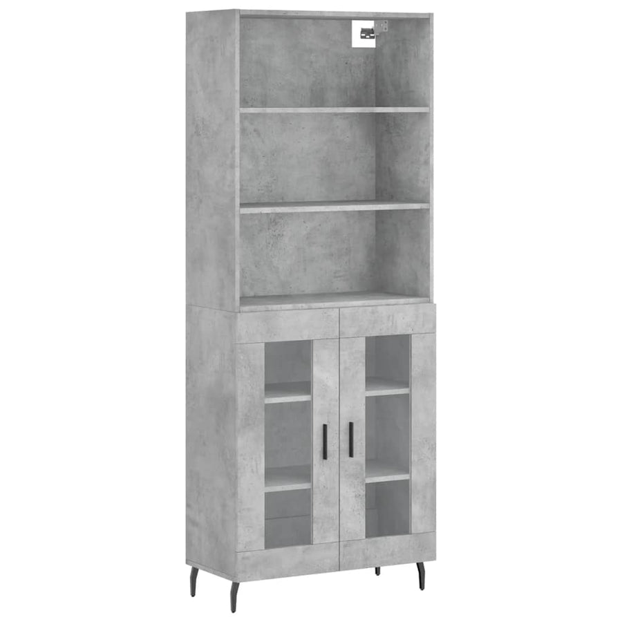 Hoge Kast 69,5X34X180 Cm Bewerkt Hout Betongrijs