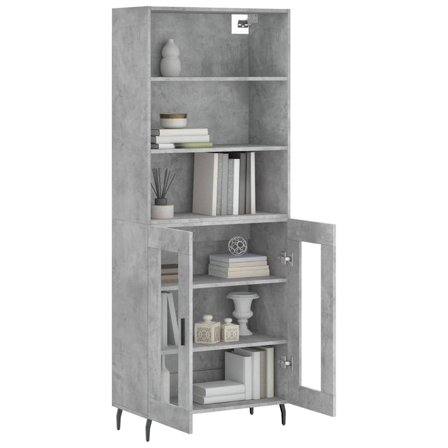 Hoge Kast 69,5X34X180 Cm Bewerkt Hout Betongrijs