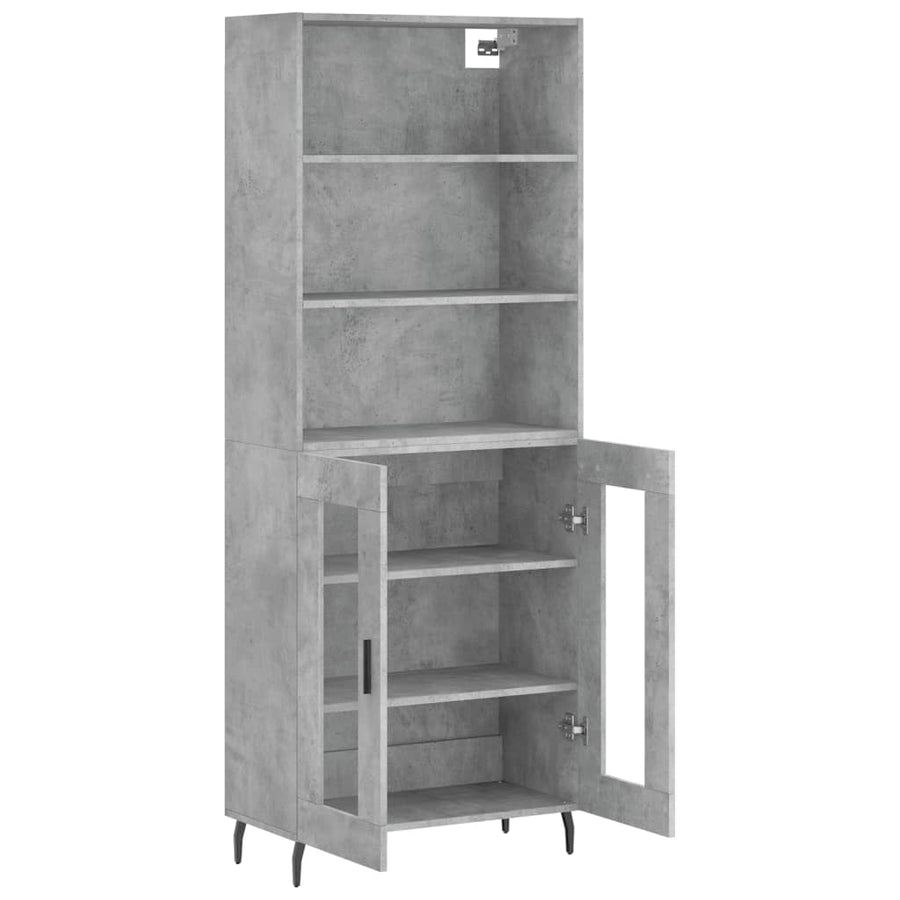 Hoge Kast 69,5X34X180 Cm Bewerkt Hout Betongrijs