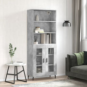 Hoge kast 69,5x34x180 cm bewerkt hout betongrijs