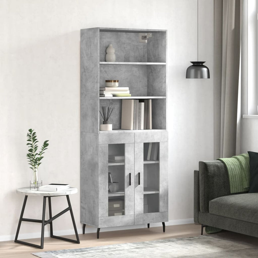 Hoge Kast 69,5X34X180 Cm Bewerkt Hout Betongrijs