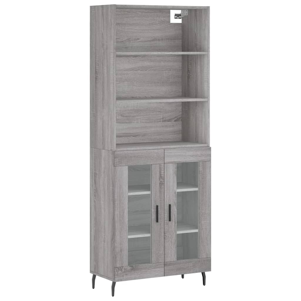 Hoge Kast 69,5X34X180 Cm Bewerkt Hout Grijs Sonoma Eikenkleurig