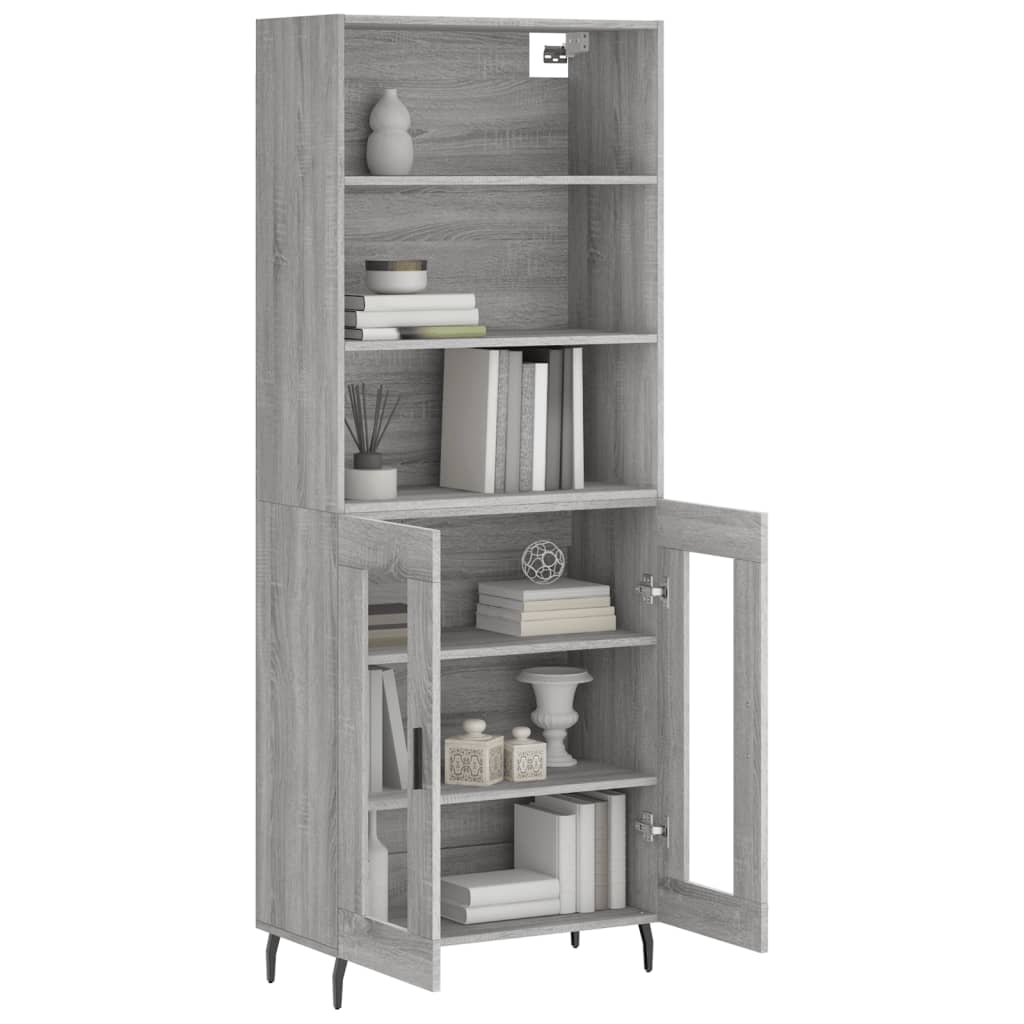 Hoge Kast 69,5X34X180 Cm Bewerkt Hout Grijs Sonoma Eikenkleurig