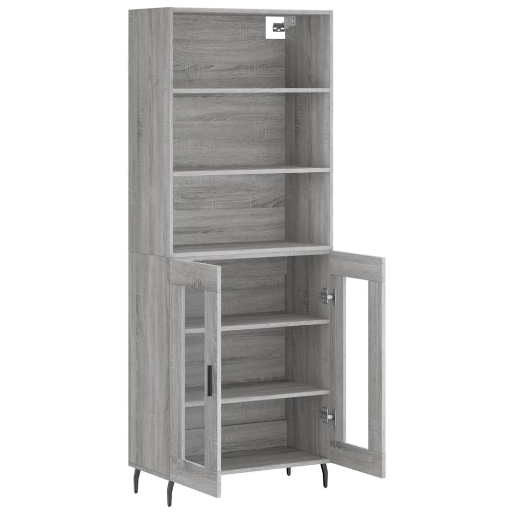 Hoge Kast 69,5X34X180 Cm Bewerkt Hout Grijs Sonoma Eikenkleurig