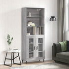Hoge kast 69,5x34x180 cm bewerkt hout grijs