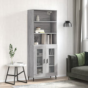Hoge kast 69,5x34x180 cm bewerkt hout grijs