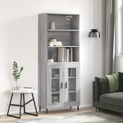 Hoge Kast 69,5X34X180 Cm Bewerkt Hout Grijs Sonoma Eikenkleurig
