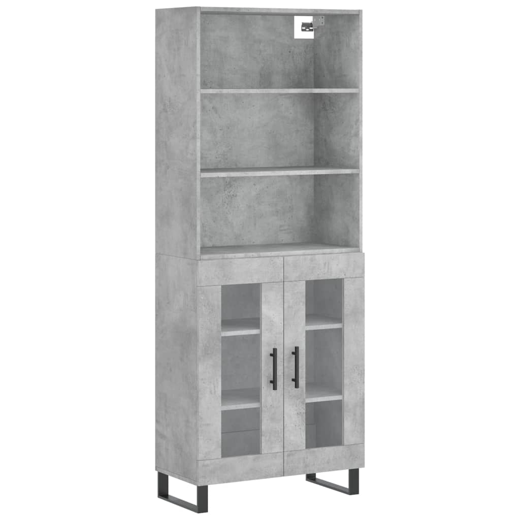 Hoge Kast 69,5X34X180 Cm Bewerkt Hout Betongrijs