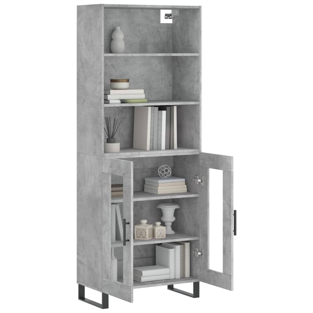 Hoge Kast 69,5X34X180 Cm Bewerkt Hout Betongrijs