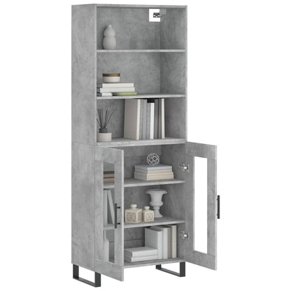 Hoge Kast 69,5X34X180 Cm Bewerkt Hout Betongrijs
