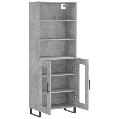 Hoge Kast 69,5X34X180 Cm Bewerkt Hout Betongrijs