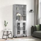 Hoge kast 69,5x34x180 cm bewerkt hout betongrijs