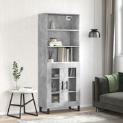 Hoge kast 69,5x34x180 cm bewerkt hout betongrijs