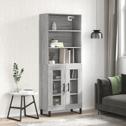 Hoge kast 69,5x34x180 cm bewerkt hout grijs