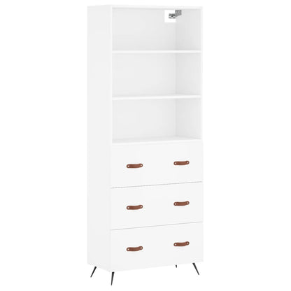 Hoge kast 69,5x34x180 cm bewerkt hout wit