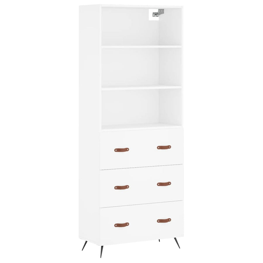 Hoge kast 69,5x34x180 cm bewerkt hout wit