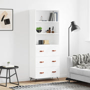Tall cabinet 69.5x34x180 cm distressed wood white