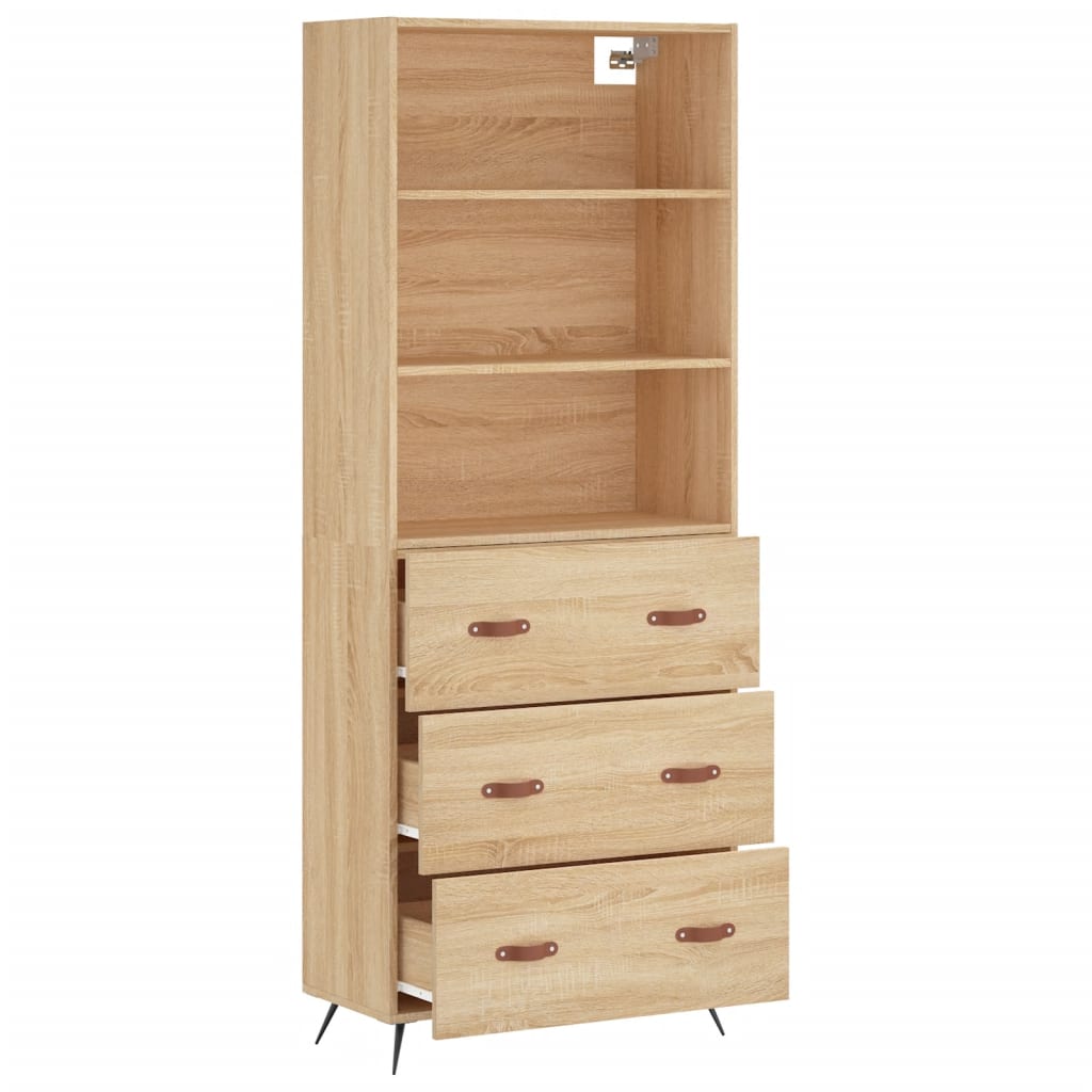 Hoge kast 69,5x34x180 cm bewerkt hout sonoma eikenkleurig