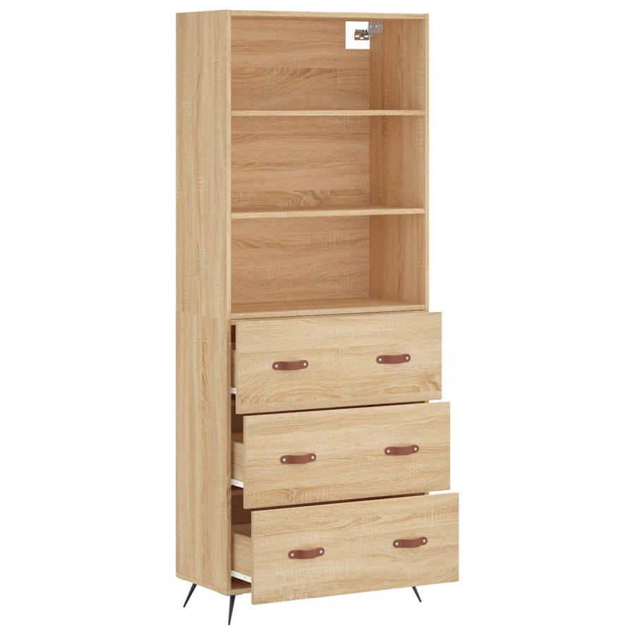 Hoge kast 69,5x34x180 cm bewerkt hout sonoma eikenkleurig