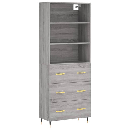 Hoge Kast 69,5X34X180 Cm Bewerkt Hout Grijs Sonoma Eikenkleurig