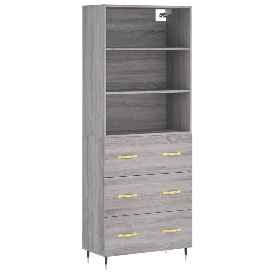 Hoge Kast 69,5X34X180 Cm Bewerkt Hout Grijs Sonoma Eikenkleurig