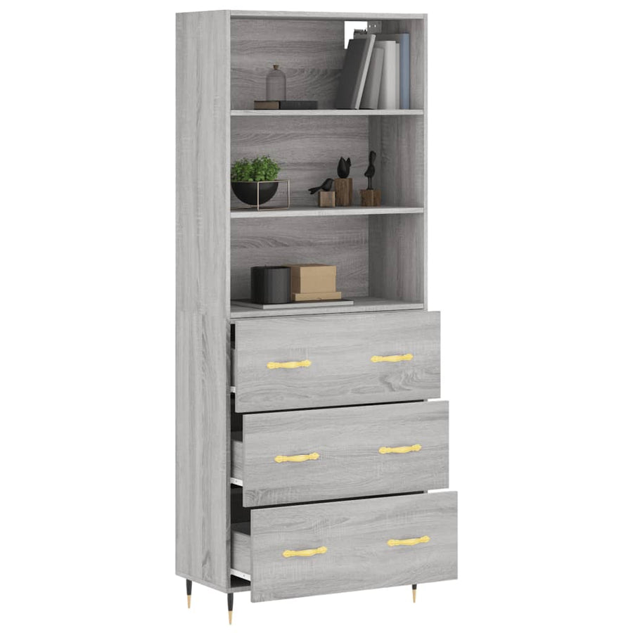 Hoge Kast 69,5X34X180 Cm Bewerkt Hout Grijs Sonoma Eikenkleurig
