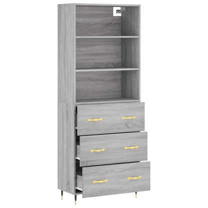 Hoge Kast 69,5X34X180 Cm Bewerkt Hout Grijs Sonoma Eikenkleurig