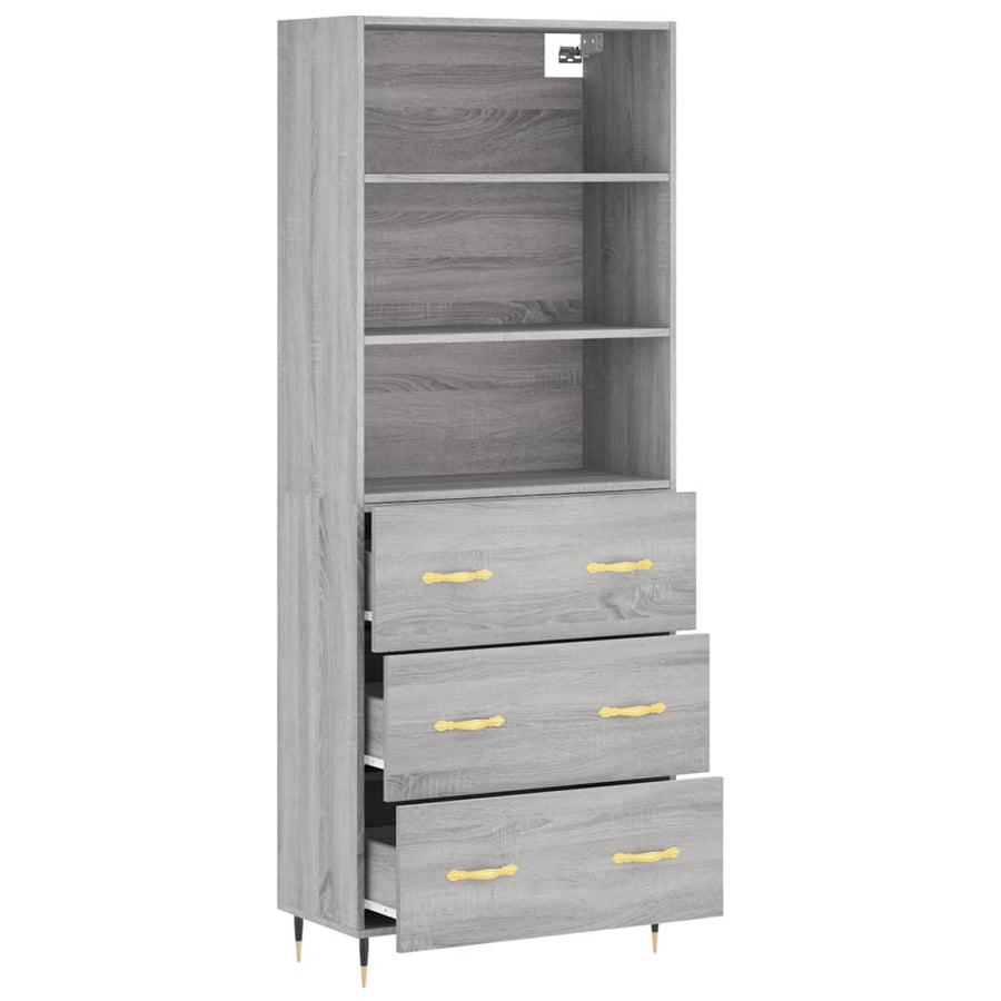 Hoge Kast 69,5X34X180 Cm Bewerkt Hout Grijs Sonoma Eikenkleurig